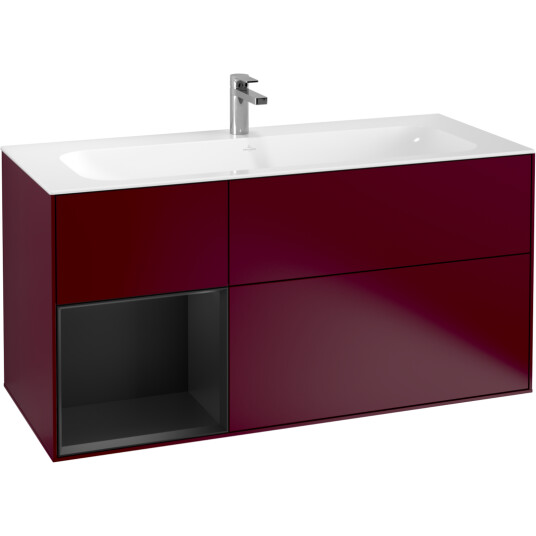 VILLEROY & BOCH FINION SERVANTSKAP 120 PEON MATT LAKK EMOTION-LYS, VENSTRESTILT SVART MATT HYLLE