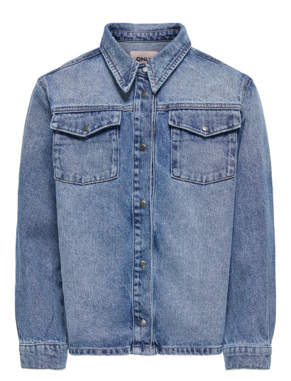 Kids Only Kogella L/S Pocket Shirt Tai519 Dnm - Blue - 140