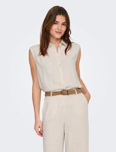 ONLY Onlsiesta S/L Linen Bl Shirt Pnt Noos Cream M