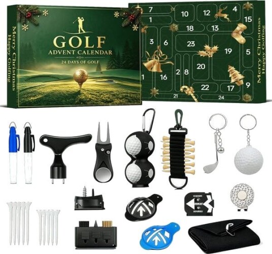 Golf Adventskalender 2026 – 24 dagers julekalender med golftilbehør julegave til golfere