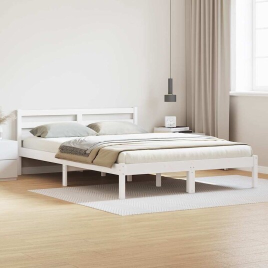 Sengestamme med Hodegavl Hvit 140x220 cm Massivt Furutre Sengestamme med Hodegavl Hvit 140x220 cm Massivt Furutre