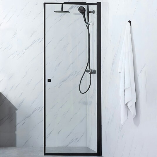 Bathlife Profil Dusjdør 80 cm, Sort Matt/Klart Glass