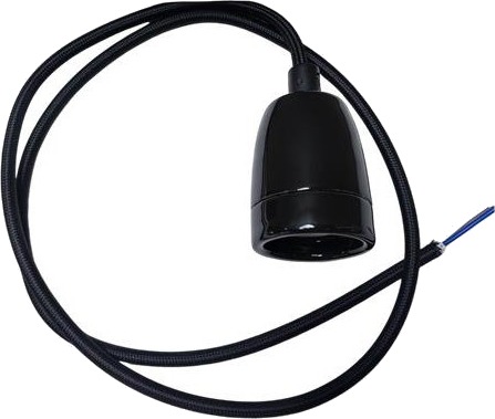 Simply Pendel Kit Med Sort E27 Porcelænsfatning Og 2M Sort Stofkabel