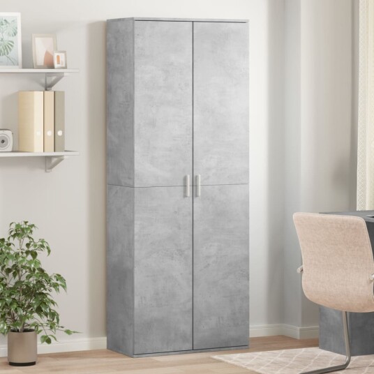 Highboard betonggrå 70x35x180 cm konstruert tre