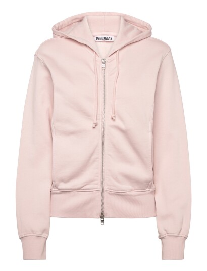 Weekday Cinched Cotton Zip Hoodie - Pink - M