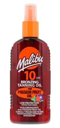 Malibu Bronzing Tanning Oil SPF10 Pasjonsfrukt 200 ml - Vannavstøtende Solkrem