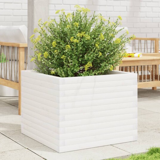  Plantekasse hvit 60x60x46 cm heltre furu