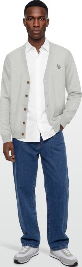 Maison Kitsune Bold Fox Head Patch Regular Cardigan Grey XS