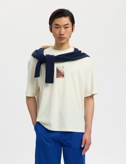 Selected Slhrelaxaspen Ss O Neck Tee Hotel Amour Cream XL