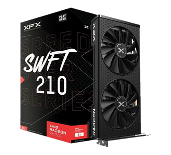 XFX Speedster SWFT210 Radeon RX 7600 Grafikkort 8GB GDDR6 med 3 x DisplayPort og HDMI XFX Speedster SWFT210 Radeon RX 7600 Grafikkort 8GB GDDR6 med 3 x DisplayPort og HDMI