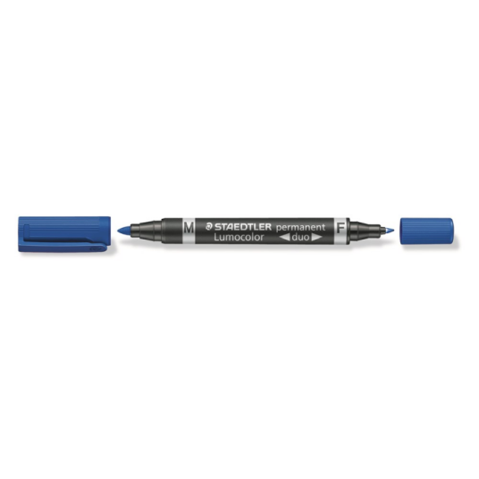 Staedtler Lumocolor DUO Permanent Penn – Tørker Raskt Smussavisende STA3483 Blå 10 Eske Blå