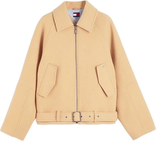 Tommy Jeans Tjw Zip Thru Wool Jacket Beige XS