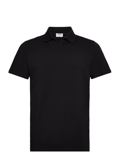 Filippa K Stretch Cotton Polo T-Shirt - Black - M