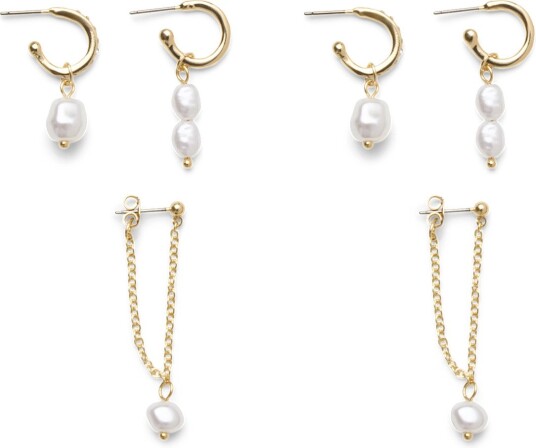Pieces Pcamanda S Earrings 3-Pack - GOLD COLOUR - One Size