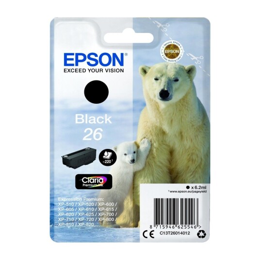 EPSON POLAR BEAR SINGLEPACK BLACK 26 CLARIA PREMIUM INK