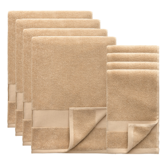 Decotique Alva Håndklesett 50x70 + 70x140 cm 8 pk Sand