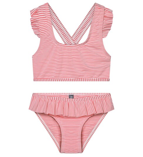 Color Kids Bikini W. Skirt Seersucker Red 110