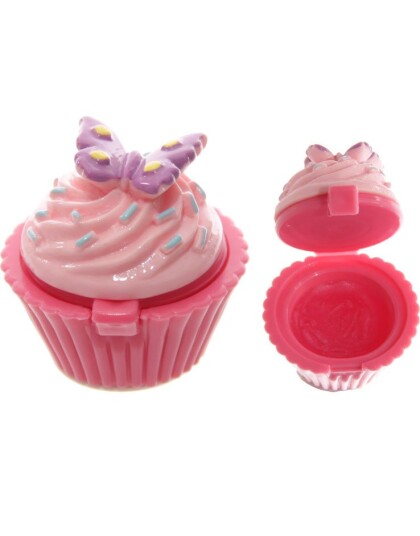 Puckator Rosa Muffinsformet Lipgloss med Jordbær Smak
