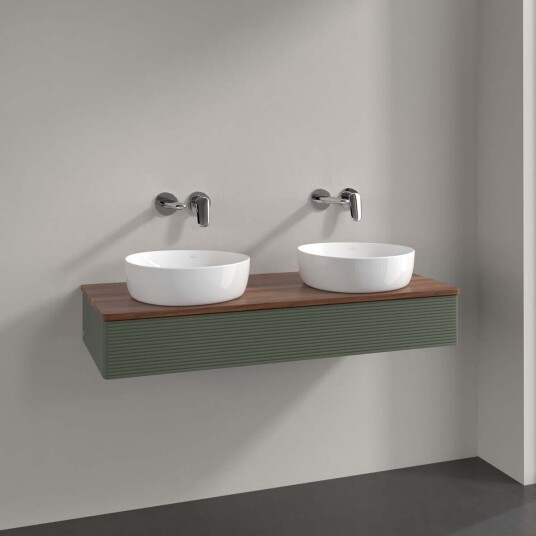 Villeroy & Boch Antao Servantskap med 1 skuff 120x50x19 cm m/lys Grønn Matt/Valnøtt Villeroy & Boch Antao Servantskap med 1 skuff 120x50x19 cm m/lys Grønn Matt/Valnøtt