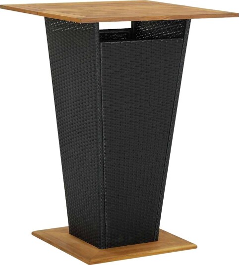 vidaXL Barbord svart 80x80x110 cm polyrotting og heltre akasie