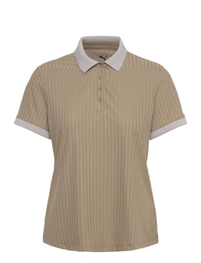 PUMA Golf W Mattr Jacquard Stripe Ss Polo - Brown - M PUMA Golf W Mattr Jacquard Stripe Ss Polo - Brown - M