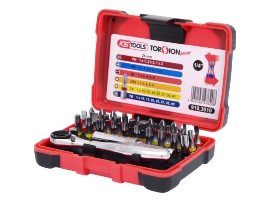 Ks Tools 32-delt Skrutrekkerbits Sett i Nikkelstål med T10-T40 og Ph/Pz Hode