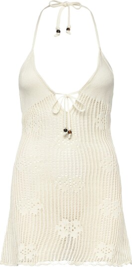 Monki Halterneck Knitted Mini Dress   Cream   M