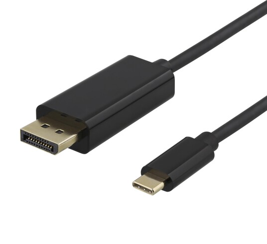 Deltaco USB-C - DisplayPort cable, 4K UHD, gold plated, 2m, black