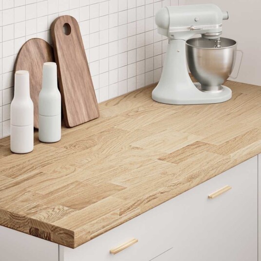  Kjøkken benkeplate rektangulær 140x63,5x4 cm heltre eik