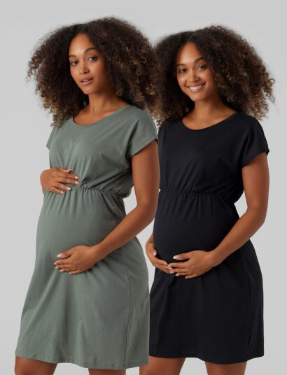 Vero Moda Maternity Vmmluna Ss Short Dress 2 Pack Black S