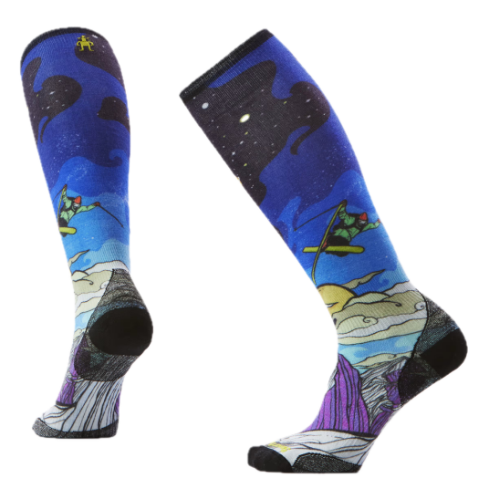 Smartwool Women's Ski Zero Cushion Galactic Ski Print Otc Socks Deep Navy M