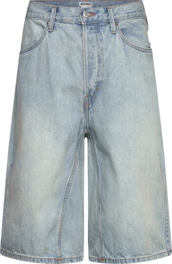 Weekday Mid Rise Loose Dart Detailed Denim Shorts Blue 34