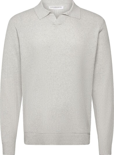 Lindbergh Ribbed L/S V Neck Poloribbed L/S V Neck Polo OFF WHITE XL