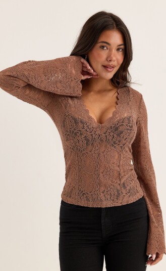 Bubbleroom Long Sleeve Lace Top