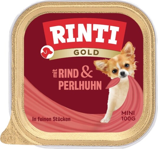 Rinti Våtfôr Gold Mini & Perlehøne Okse 6 X 100 G Rinti Våtfôr Gold Mini & Perlehøne Okse 6 X 100 G