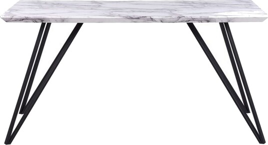 Spisebord 150 x 80 cm marmoreffekt / svart MOLDEN - Hvit