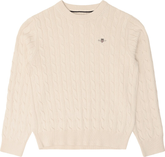 Gant Kids Shield Cotton Cable Neck Sweater Cream 176 Gant Kids Shield Cotton Cable Neck Sweater Cream 176