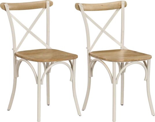 vidaXL Krysstoler 2 stk hvit heltre mango