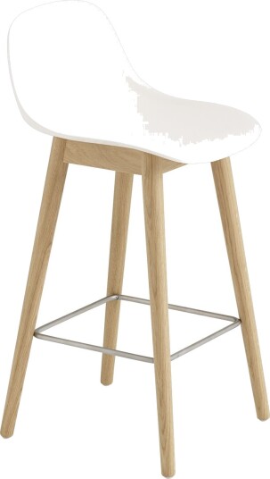 Muuto Fiber Barkrakk med Base og Ryggstøtte Hvit/eik H87,5 cm