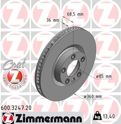 Bremseskive ZIMMERMANN 600.3247.20