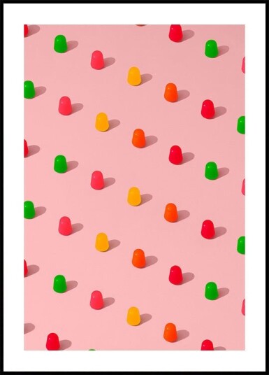 Dots Candy Gum Drops Repeating Pattern On Pink Background Plakat Plakat / 30x40cm Dots Candy Gum Drops Repeating Pattern On Pink Background Plakat Plakat / 30x40cm