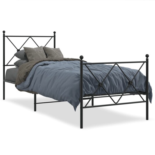  Sengeramme i metall med hode- og fotgavl svart 80x200 cm 8721012373952