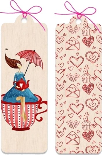 Wooden Bookmark Woman In A Cup