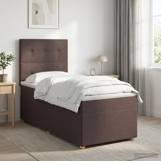 vidaXL Kontinentalseng med madrass Mørk brun 80 x 200 cm Stoff