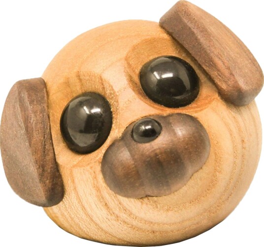 FableWood Molly Hund Figur 5 cm i Ask og Valnøtt
