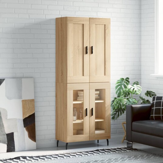 Highboard sonoma eik 69,5x34x180 cm konstruert tre