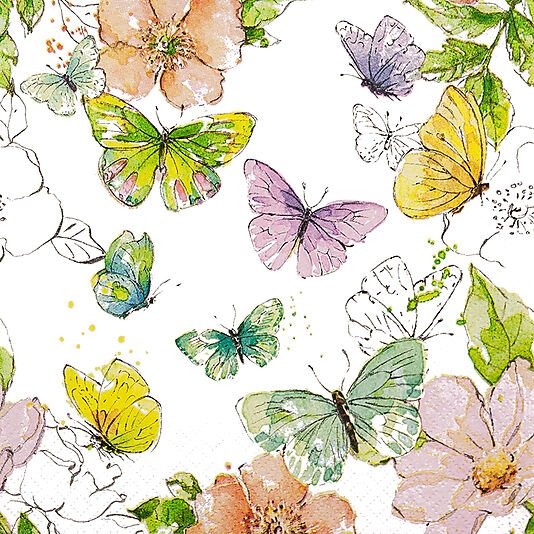 Daybyday servietter 33x33cm colourful butterflies pure