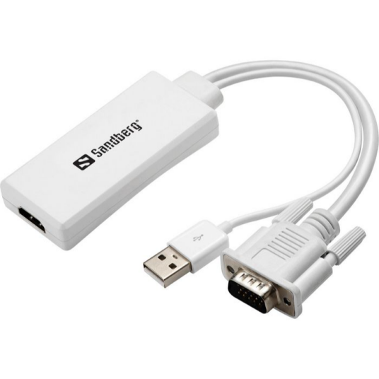 Sandberg VGA + Audio til HDMI Videokonverter Hvit 1920x1080 Sandberg VGA + Audio til HDMI Videokonverter Hvit 1920x1080