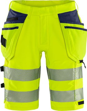Fristads Høy synlighet Green håndverker stretch shorts klasse 2 2646 GSTP Hi Vis Gul / Marineblå C48