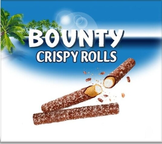 5 Pack Bounty Crispy RollSjokolade Kjeksstenger med Kokosnøttkrem 117 gram